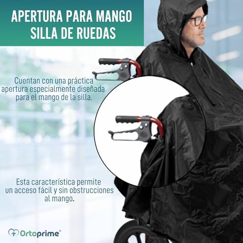 OrtoPrime Chubasquero Silla de Ruedas Impermeable - Saco impermeable silla de ruedas - Poncho lluvia Silla Ruedas - Saco silla de ruedas - Capa par Silla de Ruedas - Accesorios Silla de Ruedas