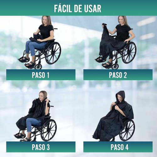 OrtoPrime Chubasquero Silla de Ruedas Impermeable - Saco impermeable silla de ruedas - Poncho lluvia Silla Ruedas - Saco silla de ruedas - Capa par Silla de Ruedas - Accesorios Silla de Ruedas