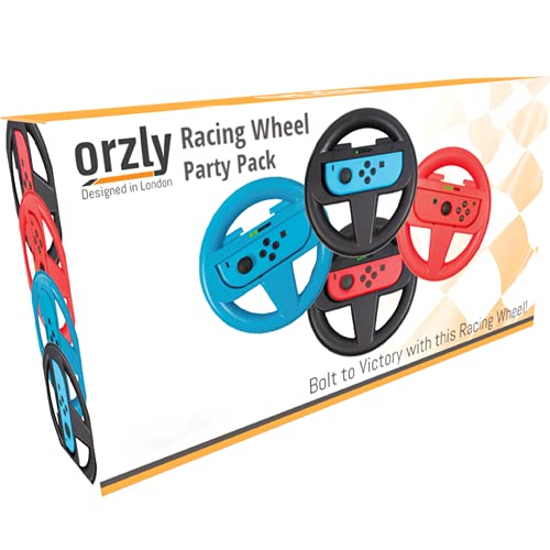 Orzly Volantes 4 en 1 para Mario Kart Nintendo Switch - Accessorios de Volante para los mandos JoyCon - No Incluye Consola y Joy-con