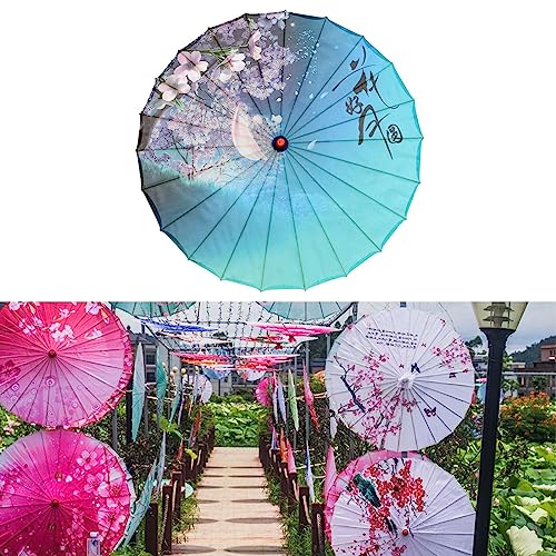 Oshhni de baile clásico chino japonés de seda Sombrilla Parasol oriental 32" de papel engrasado para Recitales de baile, Estilo un