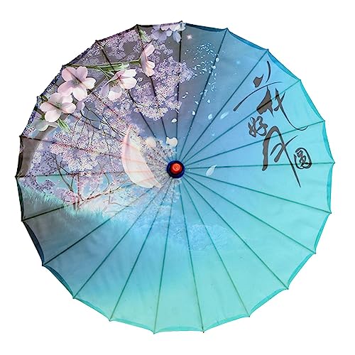 Oshhni de baile clásico chino japonés de seda Sombrilla Parasol oriental 32" de papel engrasado para Recitales de baile, Estilo un