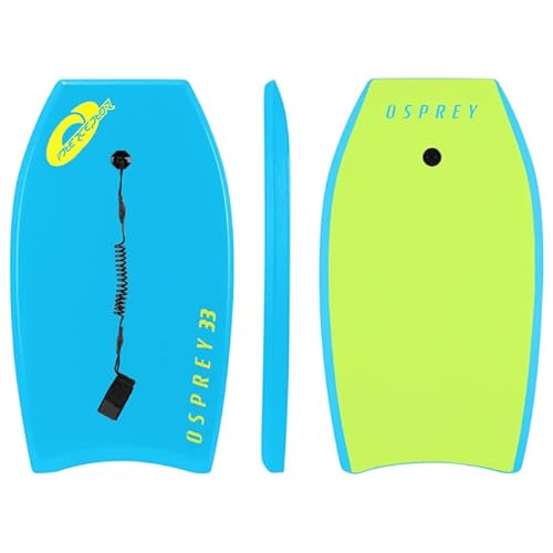 Osprey Interceptor Bodyboard con Correa Boogie Board para niños y Adultos, Unisex, Azul/Verde, 83,8 cm (33 Pulgadas)