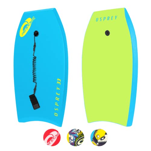 Osprey Interceptor Bodyboard con Correa Boogie Board para niños y Adultos, Unisex, Azul/Verde, 83,8 cm (33 Pulgadas)