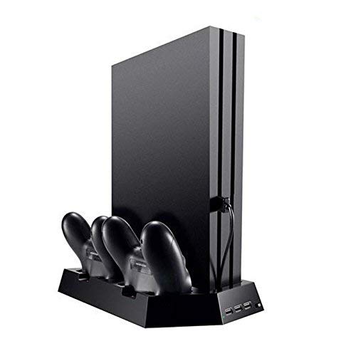 OSTENT Soporte vertical del concentrador del USB del fan de enfriamiento del cargador del regulador dual para la consola de Sony PS4 / Slim/Pro