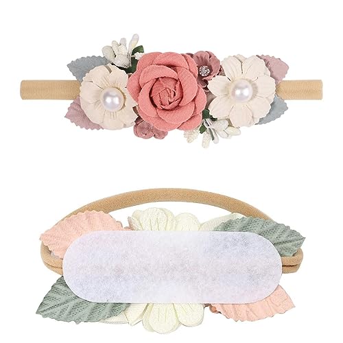 OSUWLSI 3 Piezas Diademas De NNailon Para Niña Bebé Banda Elástica Para el Pelo Con Flores Lazos Accesorios Para el Cabello Para Recién Nacido Niño Pequeño