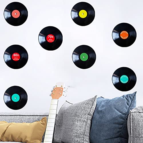 OUBFUUY 8Pcs 10 Pulgadas Discos de Vinilo Blanco, Decoraciones de Fiestas de música Rock de la década de 1950 Discos de Papel Recorte de Papel decoración de la Pared Logotipo artículos de Fiesta