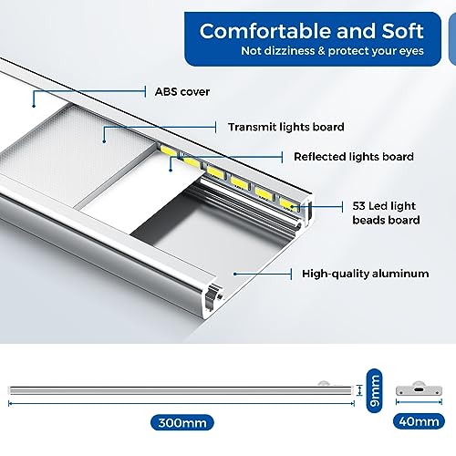 OUILA Luz de Armario con Sensor Movimiento 6000K Recargable Luz Nocturna,31CM Regulable Lampara LED Adhesiva para Gabinete, Pasillo, Escalera, Sótano, Cocina, Garaje-2 Packs