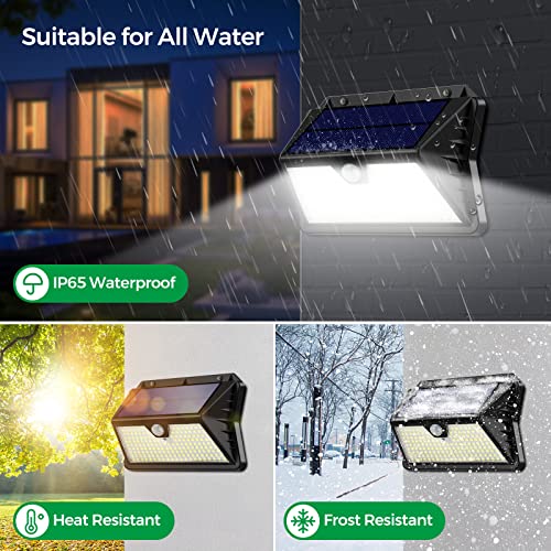 OUILA Luz Solar Exterior, 【4 Paquete】 185 LED/3 Modos Focos Solares Exterior con Sensor de Movimiento, 2200mAH IP65 Impermeable Lamparas Exterior para Jardín, Garaje, Calle, Patio, Caminos