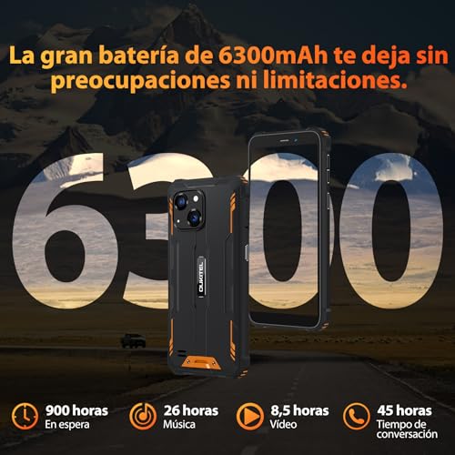 OUKITEL WP32 Movil Resistente 12GB+128GB /1TB, Android 13 Teléfono Irrompible, 6.0" HD+ Movil Antigolpes, 6300mAh Batería, Cámara 20MP, Face ID/NFC/GPS/OTG/Dual SIM 4G/IP68/69K Movil Todoterreno