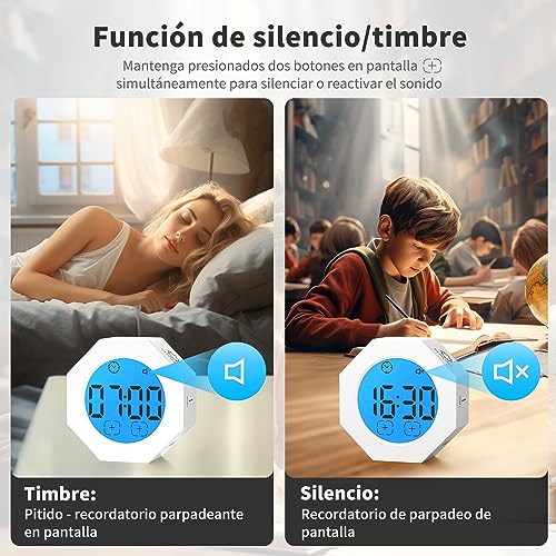 OUSFOT Digital Timer Cube Multiface Timer Dual Timing Mode Cable de Carga USB, Pantalla LCD Digital HD, se Puede Usar en el Gimnasio, la Cocina, el Estudio, la reunión de Negocios