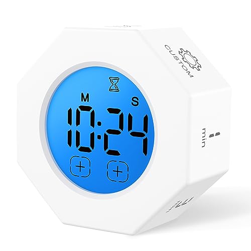 OUSFOT Digital Timer Cube Multiface Timer Dual Timing Mode Cable de Carga USB, Pantalla LCD Digital HD, se Puede Usar en el Gimnasio, la Cocina, el Estudio, la reunión de Negocios