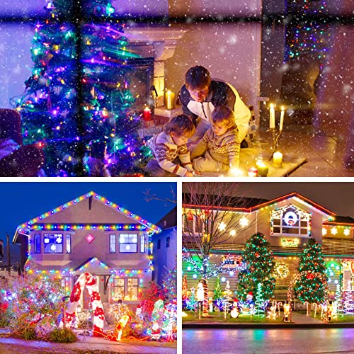 OUSFOT Luces Navidad Exterior 25M 250 LED 8 Modos Multi-Color Luces de Hada de Navidad con Enchufe IP65 a Prueba de Agua para la Decoración de la Fiesta al Aire Libre/Interior