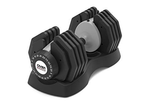 OVER SPORT Mancuernas Ajustables para Gimnasio o Hacer Deporte en Casa - Pesas con Discos Regulables para musculación para Hombre y Mujer- Pesas Ajustables (Ajustable 25 Kilos)