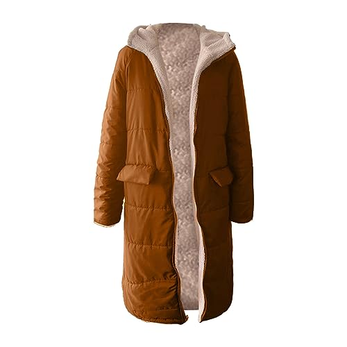 OverDose Boutique Abrigo Largo de Invierno para Mujer Chaqueta Acolchada A Prueba de Viento Chaqueta Acolchada Gruesa Abrigo Acolchado Cálido Parka de Invierno(Marrón-B，M)