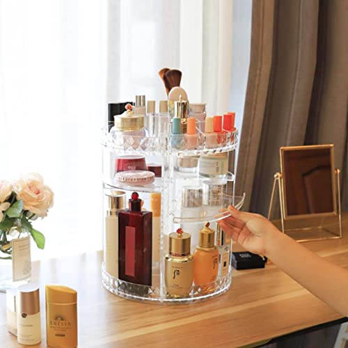 Owelth Organizador de Maquillaje Giratorio 360 Grados, Organizadores de Maquillaje con Rotación Ajustable, Organizador Giratorio Makeup Organizer con Múltiples Funciones