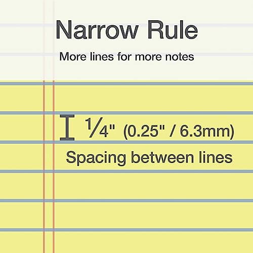 Oxford 5 x 8 blocs legales, paquete de 12, rayas estrechas, papel amarillo, 50 hojas por bloc de escritura, fabricado en los Estados Unidos (74017)