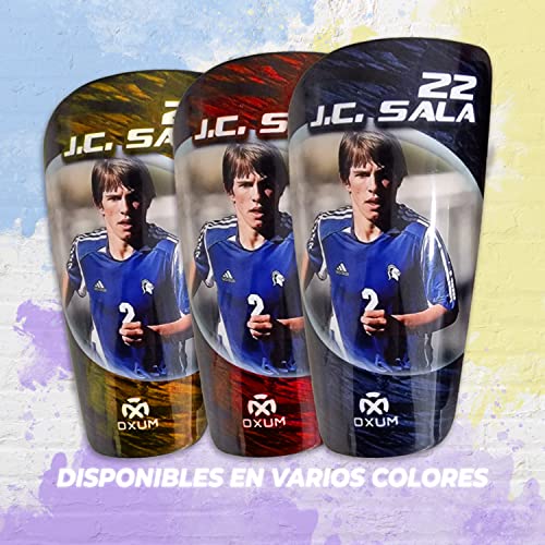 Oxum Sport - Espinilleras de Futbol Personalizadas para niños y Adultos - Incluye tu número y tu Foto para Personalizar Tus espinilleras de Futbol - Gama One Hercules