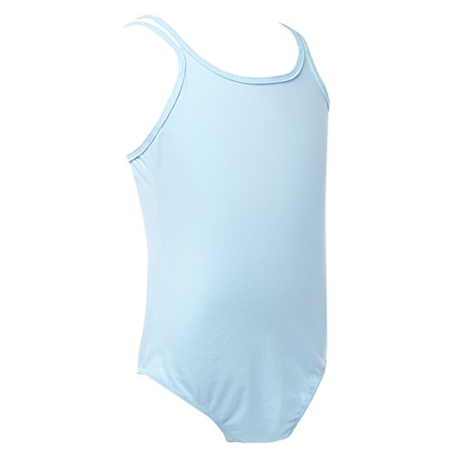 Oyolan Maillot de Baile Niñas Monos Leotardo de Danza Gimnasia Patinaje Maillot Espalda Cruzada Algodón Chicas Body Deportivo Monos Maillot de Ballet Ropa Bailarina Cielo azul 5-6 años