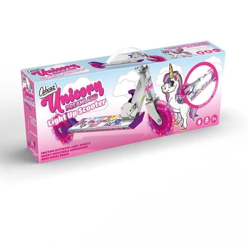 Ozbozz SV13988 Unicorn Scooter con 2 Ruedas iluminadas, 4-11 años, manillar ajustable, Multicolor