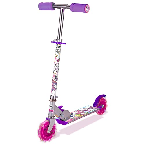 Ozbozz SV13988 Unicorn Scooter con 2 Ruedas iluminadas, 4-11 años, manillar ajustable, Multicolor