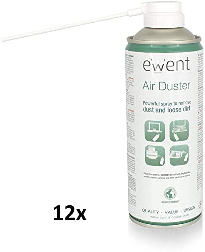 PACK - 12x SPRAY AIRE COMPRIMIDO EWENT 400 ML PARA LIMPIEZA DE TECLADOS, ORDENADORES, CAMARAS Y OTROS DISPOSITIVOS ELECTRONICOS (conf. 12pz EW5601)