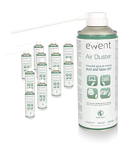 PACK - 12x SPRAY AIRE COMPRIMIDO EWENT 400 ML PARA LIMPIEZA DE TECLADOS, ORDENADORES, CAMARAS Y OTROS DISPOSITIVOS ELECTRONICOS (conf. 12pz EW5601)