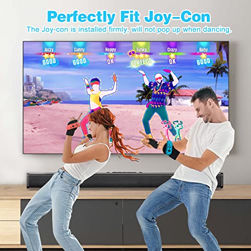 Pack 2 Muñequeras para Nintendo Switch/Switch Oled Joy-con - Tendak Pulseras Correa de Muñeca Ajustable para Just Dance 2023/2022/2021/2020/2019 y Zumba Burn It Up (Rojo y Azul)