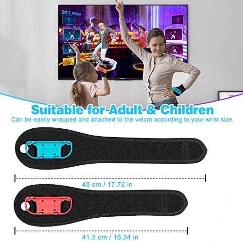 Pack 2 Muñequeras para Nintendo Switch/Switch Oled Joy-con - Tendak Pulseras Correa de Muñeca Ajustable para Just Dance 2023/2022/2021/2020/2019 y Zumba Burn It Up (Rojo y Azul)