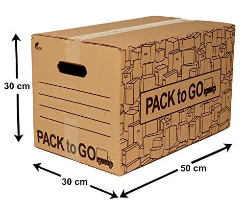 Pack 25 Cajas Carton Almacenaje, Mudanza con Asas, Carton reforzado de 50x30x30cm.