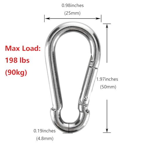 Pack 6 Unidades Bloques de Poleas Montadas M20 de Acero Inoxidable 304, Polea Monobloque Rotatoria con 6 Mosquetones