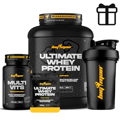 Pack BigMan Ultimate Whey Protein 2 kg + MULTI VITS Perlas 30 caps + Shaker REGALO Y MUESTRAS | Aumenta el crecimiento muscular | Entrenamientos intensos | Máxima asimilació (Cookies)