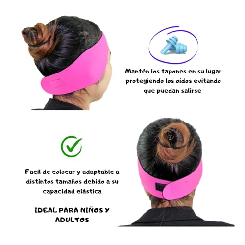 Pack de 3 Bandas de Natación Protectoras de Oídos frente al Agua en Piscinas - Tamaño Universal - Cinta de Oídos cubre orejas para el agua - Protector diadema para Niños y Adultos - Tapones