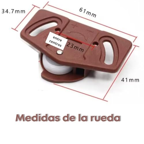 Pack de 4 ruedas puertas correderas y guias puerta corredera. Juego con Mecanismo válido para 2 puertas. Sistema de guia para puertas de armarios empotrados, muebles. AlburanⓇ