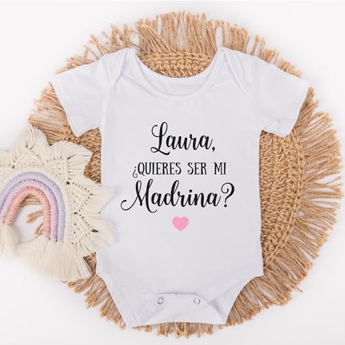 PACK de DOS Body Quieres ser mi Padrino Personalizado regalo para bautizo, quieres ser mi madrina, anuncio embarazo, detalles de bautizo niña o niño, regalo original sorpresa bautizo (0-3 Meses)