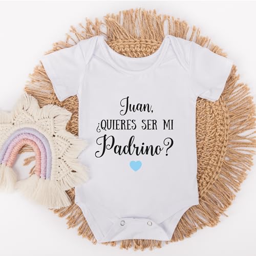 PACK de DOS Body Quieres ser mi Padrino Personalizado regalo para bautizo, quieres ser mi madrina, anuncio embarazo, detalles de bautizo niña o niño, regalo original sorpresa bautizo (0-3 Meses)