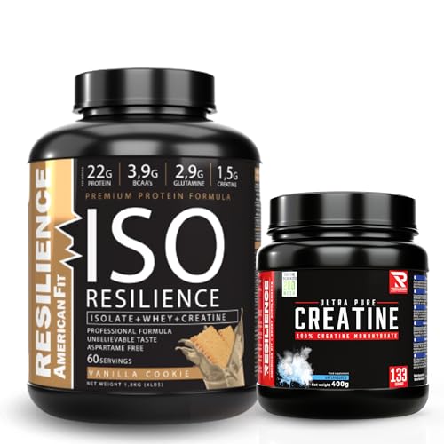 Pack Resilience|Vainilla Cookie|Proteina Whey|+|Proteina Isolada|1.8 KG+|Creatina 400GR|Proteínas De Suero|Proteinas Para Masa Muscular|+|Creatina Monohidratada|Proteínas Con Creatina|