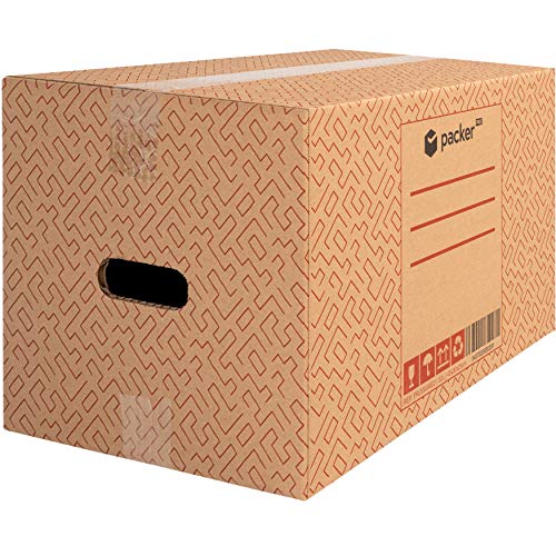 packer PRO Pack 20 Cajas Carton para Mudanzas y Almacenaje Ultra Resistentes con Asas 430x300x250mm