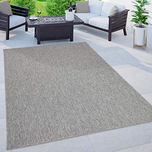 Paco Home Alfombra Exterior Interior Balcón Terraza Alfombra Cocina Monocolor Jaspeado, tamaño:120x160 cm, Color:Gris