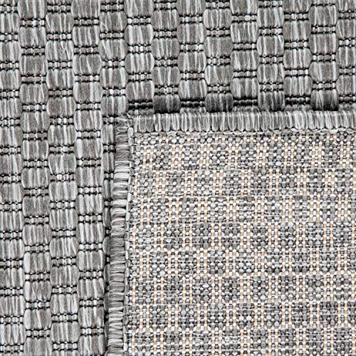 Paco Home Alfombra Exterior Interior Balcón Terraza Alfombra Cocina Monocolor Jaspeado, tamaño:120x160 cm, Color:Gris