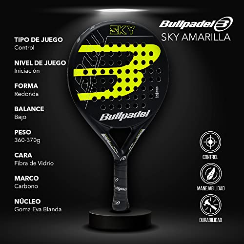 PADEL NUESTRO | BPadel Sky + Overgrip Incluido| Pala de Padel Fabricada en Fibra de Carbono y Fibra de Vidrio + Overgrip - Raqueta de Pádel para Hombre de Nivel Intermedio