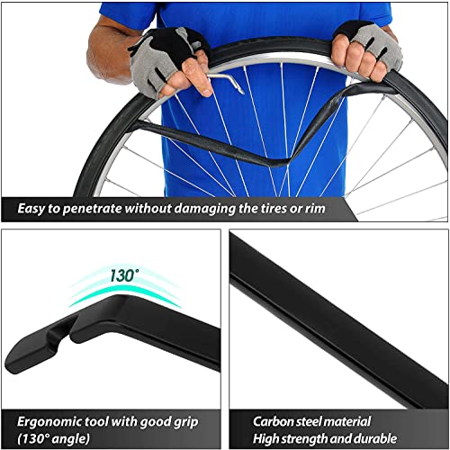 Palancas Neumatico Bicicleta Acero,3 Piezas Desmontables Neumaticos Desmontables Palancas de Neumáticos Bici Tyre Levers para Reparar el Tubo de Bicicletas - Negro