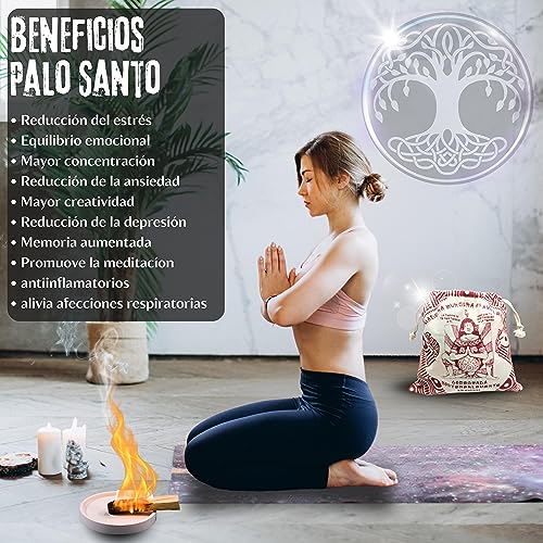 Palo Santo Limpieza Energética (100gr XL Premium PERÚ) Incienso Natural Palo de Santo para Quemar - PaloSanto Madera Sagrada +Pack Regalo Tela Yoga con Dibujo Madre Tierra