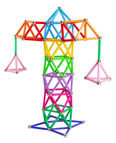 Palos magnéticos y Bolas, 161PCS, Juguetes educativos de construcción, para niños