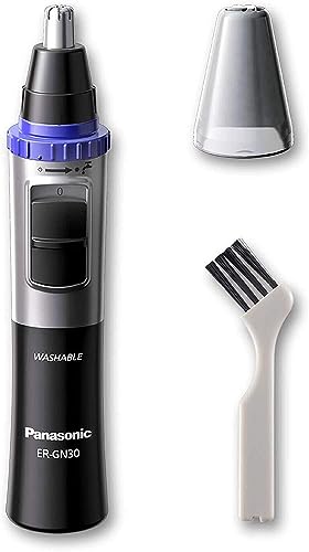 Panasonic ER-GN30-K503 - Naricero/ Recortador de Vello Facial (Nariz, Oreja, Cejas y Bigote, Acero Inoxidable, Función con Pilas, Sistema de Limpieza, male Inteligente) Azul/ Negro/ Plata, Estándar