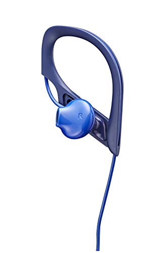 Panasonic RP-HS34E-A Auriculares Tipo Clip para Uso Deportivo, Resistentes al Agua, Ideales para Deportistas, Bajos Claros y Sólidos, Negro y Azul