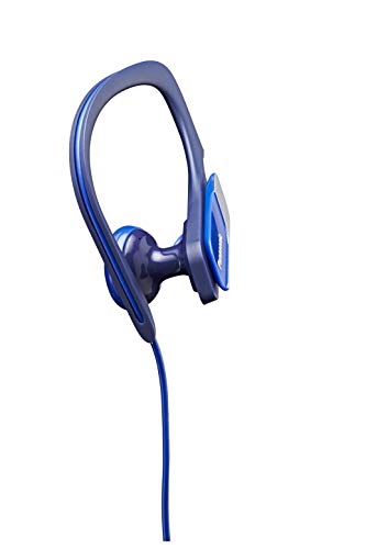 Panasonic RP-HS34E-A Auriculares Tipo Clip para Uso Deportivo, Resistentes al Agua, Ideales para Deportistas, Bajos Claros y Sólidos, Negro y Azul