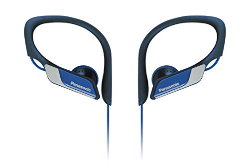 Panasonic RP-HS34E-A Auriculares Tipo Clip para Uso Deportivo, Resistentes al Agua, Ideales para Deportistas, Bajos Claros y Sólidos, Negro y Azul