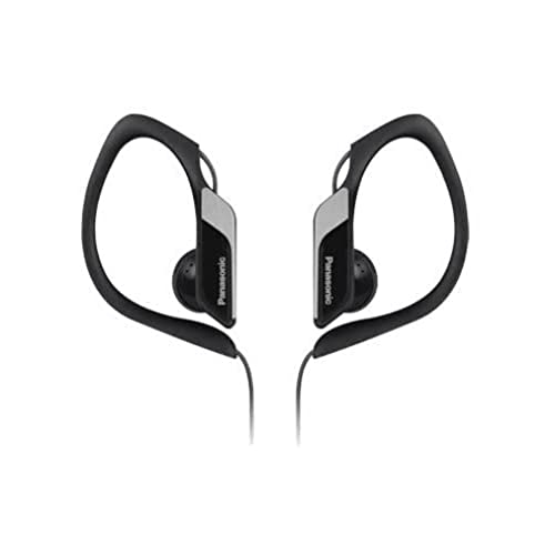 Panasonic RP-HS34E-K Auriculares Tipo Clip para Uso Deportivo, Resistentes al Agua, Ideales para Deportistas, Bajos Claros y Sólidos, Negro