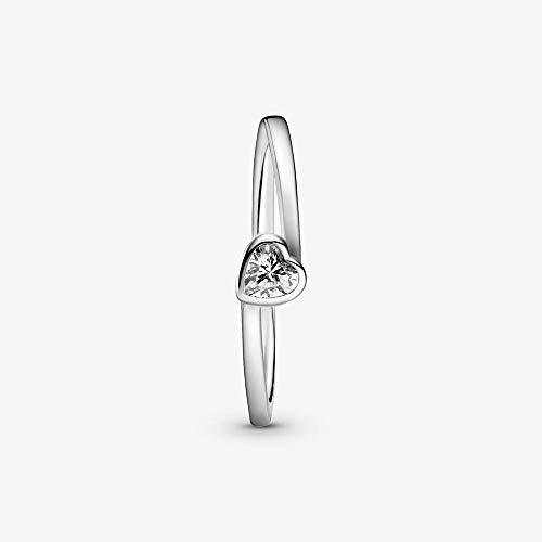 PANDORA Anillo Corazón Solitario Transparente Inclinado 199267 C02 48 MUJER