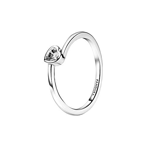 PANDORA Anillo Corazón Solitario Transparente Inclinado 199267 C02 48 MUJER